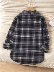 SHEIN 女童時尚休閒寬鬆慵懶長袖中長版上衣，適合日常穿著、秋季上衣、秋季、學校、外出、派對與演唱會 - 彩色 - 查看 2