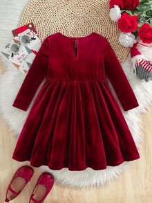 SHEIN Young Girls Christmas Dress, Kids Parent-Child Matching Style - Red - View 2