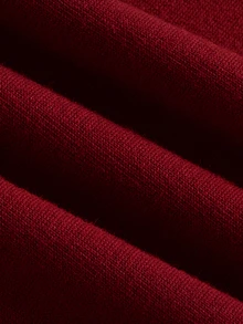 SHEIN EZwear 多色針織女款修身T恤 - 酒紅色 - 查看 8