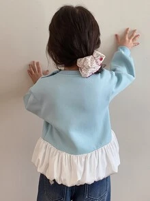 DAZY Infant/Toddler (Girl) Round Neck Casual Long Sleeve Sweatshirt, Autumn/Winter - Blue - View 2