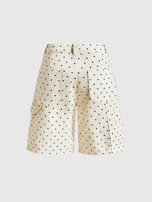 ROMWE Street Life Women's Polka Dot Pattern Pocket Loose Casual Denim Shorts - Multicolor - View 2