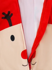 SHEIN Toddler Boys Christmas Cartoon Reindeer Design Fitted One-Piece Pajamas - Multicolor - View 3