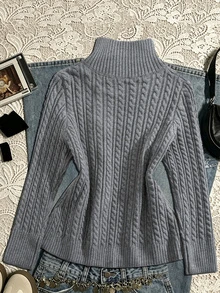 Sweetra Plus Size Women's Solid Color Casual Daily Cardigan - Grey - View 2