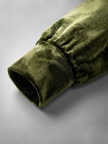 Holdful Holdful Women's Solid Color Single-Breasted Casual Daily Wear Shirt - Dark Green - View 3