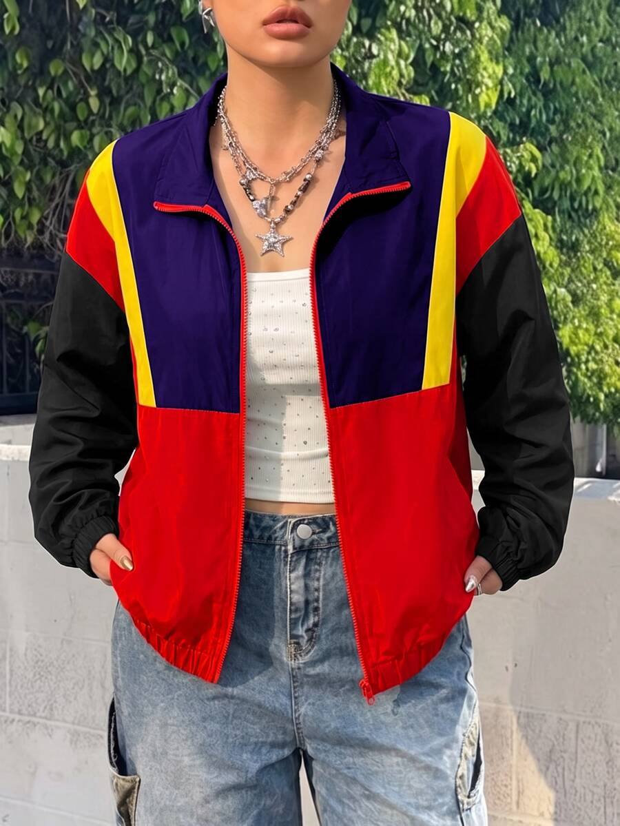 Muchica Plus Size Lightweight Jackets - Red - View 1
