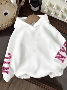 SHEIN EZwear 80% Cotton Women's Leopard Print Letter Graphic Long Sleeve Sweatshirt - Multicolor - View 3
