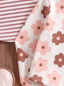 SHEIN Vintaside Kids 女童長袖T恤 花卉與條紋印花 粉色白色休閒秋季上衣 3件組 - 彩色 - 查看 4