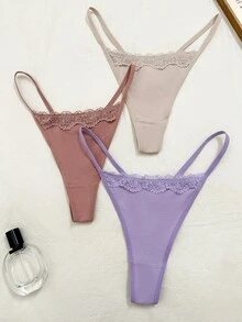 Napfluff 3pcs Multi-Color Assorted Women's Thongs - Multicolor - View 6
