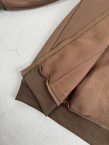 SHEIN Solid Color Long Sleeve 3-In-1 Maternity Jacket For Home Pregnancy Vacation, Autumn/Winter Brown Dressy Baggy - Coffee Brown - View 12