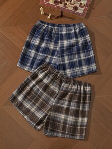 EverLounge Minimalist Pure Cotton Plaid Comfortable Combination (2-Piece Set) Men's Alro Pants - Multicolor - View 2