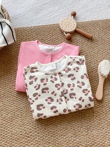 PrepCrw 2PCS Baby Girls Jumpsuits - Red and White - View 2