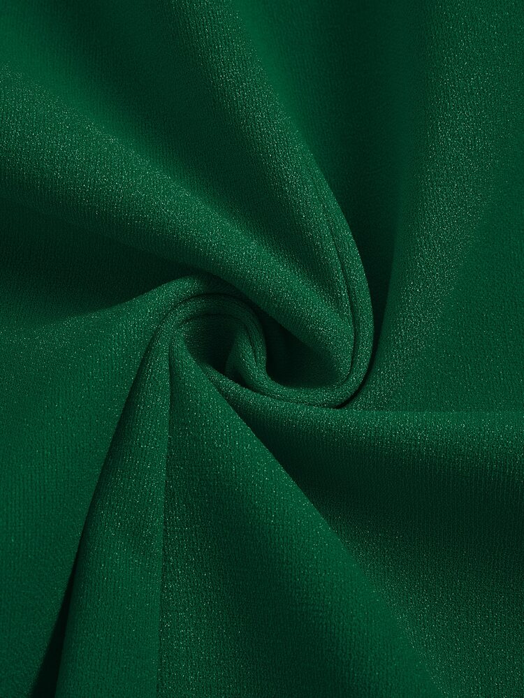 EMERY ROSE Plus Size Elegant Cinched Waist Button Long Sleeve Blazer - Dark Green - View 6