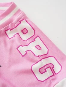 THE POWERPUFF GIRLS X SHEIN Tween Girl Letter Print Short Sleeve Casual T-Shirt - Pink - View 7