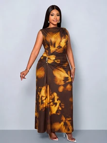 SOLERSUN Plus-Size Women's Slim-Fit Dress Suitable For Daily Commuting, Shopping, Parties, And Gatherings. - Multicolor - View 7
