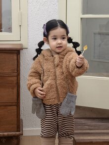 DAZY Jaket Lengan Panjang Lucu untuk Bayi Perempuan, Musim Gugur/Musim Dingin - Coffee Brown - View 5