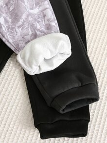 SHEIN 3件組男嬰秋冬裝飾編織標籤鬆緊腰長褲 迷彩慢跑褲 嬰兒基本款運動長褲 多件裝 - 彩色 - 查看 4
