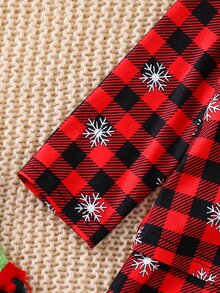 SHEIN 2pcs Set Piyama Bayi Laki-laki Motif Kotak-kotak Natal - MultiWarna - View 7
