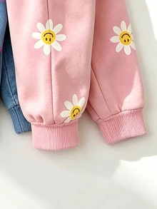 女童秋冬休閒百搭保暖內裡運動長褲 - 黑色 - 查看 4