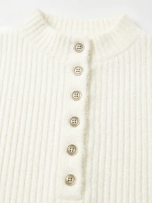 LUMIGAL Women's Solid Color Stand Collar Button Design Long Sleeve Slim Fit T-Shirt - Apricot - View 4