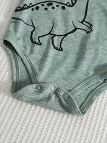 SHEIN 中性嬰兒男孩/女孩 3件組秋冬休閒可愛恐龍圖案長袖連身衣套裝，嬰兒冬季衣物/連身衣，萬聖節 - 彩色 - 查看 3