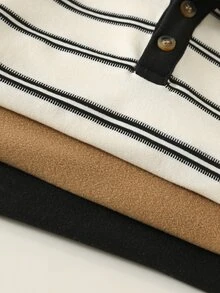 SHEIN 男嬰秋冬棕色與黑色條紋柔軟圓領長袖套頭上衣 3件套，百搭舒適，適合假期聖誕節 - 彩色 - 查看 6