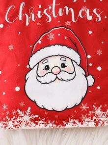 SHEIN Setelan Piyama Anak Laki-Laki 2 Potong, Motif Santa Claus Natal Musim Gugur/Dingin - Merah - View 4