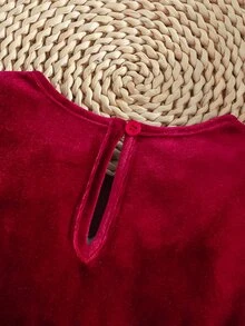 SHEIN Young Girls Christmas Dress, Kids Parent-Child Matching Style - Red - View 6