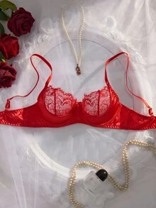 Crystal Vow 1pc Red Underwire French Romantic Women's Bra - Red - View 3
