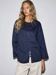 ATUI Studio Áo sơ mi denim tay dài cài nút phong cách đường phố thời trang nữ - Rửa tối - Xem 4