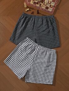 EverLounge Minimalist Pure Cotton Plaid Comfortable Set (2-Piece Set) Men's Alro Pants - Multicolor - View 2