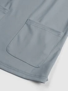 TaskEZ 純色V領短袖上衣與口袋長褲套裝，制服刷手服套裝 - 霧霾藍 - 查看 11