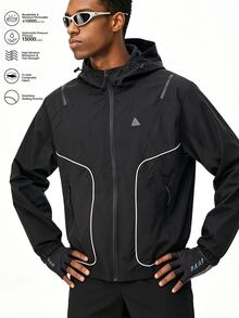 Gym Rark Men's Black Hooded Jacket, Loose Fit Outerwear, Sports Street Casual Wear - Black - View 1