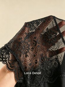 Bralution 女款素色對比蕾絲時尚三角內褲 - 黑色 - 查看 8