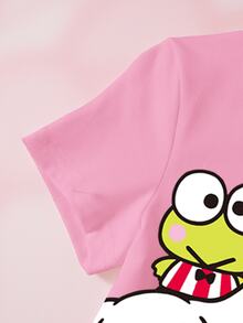 HELLO KITTY AND FRIENDS | SHEIN Young Girl Cute Multi-Character Group Print Pink Dress Full Pattern - White - View 4