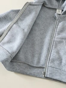 SHEIN 男嬰秋冬保暖內裡加厚黑色/灰色連帽衛衣套裝，適合外出與節日穿著，聖誕禮物 - 彩色 - 查看 4