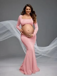 Cheriluna Maternity Maternity Mermaid Hem Dress - Pink - View 5