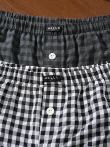 EverLounge Minimalist Pure Cotton Plaid Comfortable Set (2-Piece Set) Men's Alro Pants - Multicolor - View 3