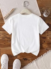 Miraculous Ladybug X SHEIN Tween Girl Anime Character Print Crew Neck Short Sleeve Casual T-Shirt - White - View 2
