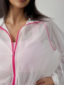 Dewbera Dewbera Women's Raglan Long Sleeve Zip-Up Loose Fit Sports Jacket - Multicolor - View 5