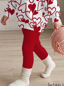 Young Girl Graffiti Heart Print Long Sleeve Hoodie & Leggings 2 Pieces Set For Outings And Parties - Multicolor - View 7