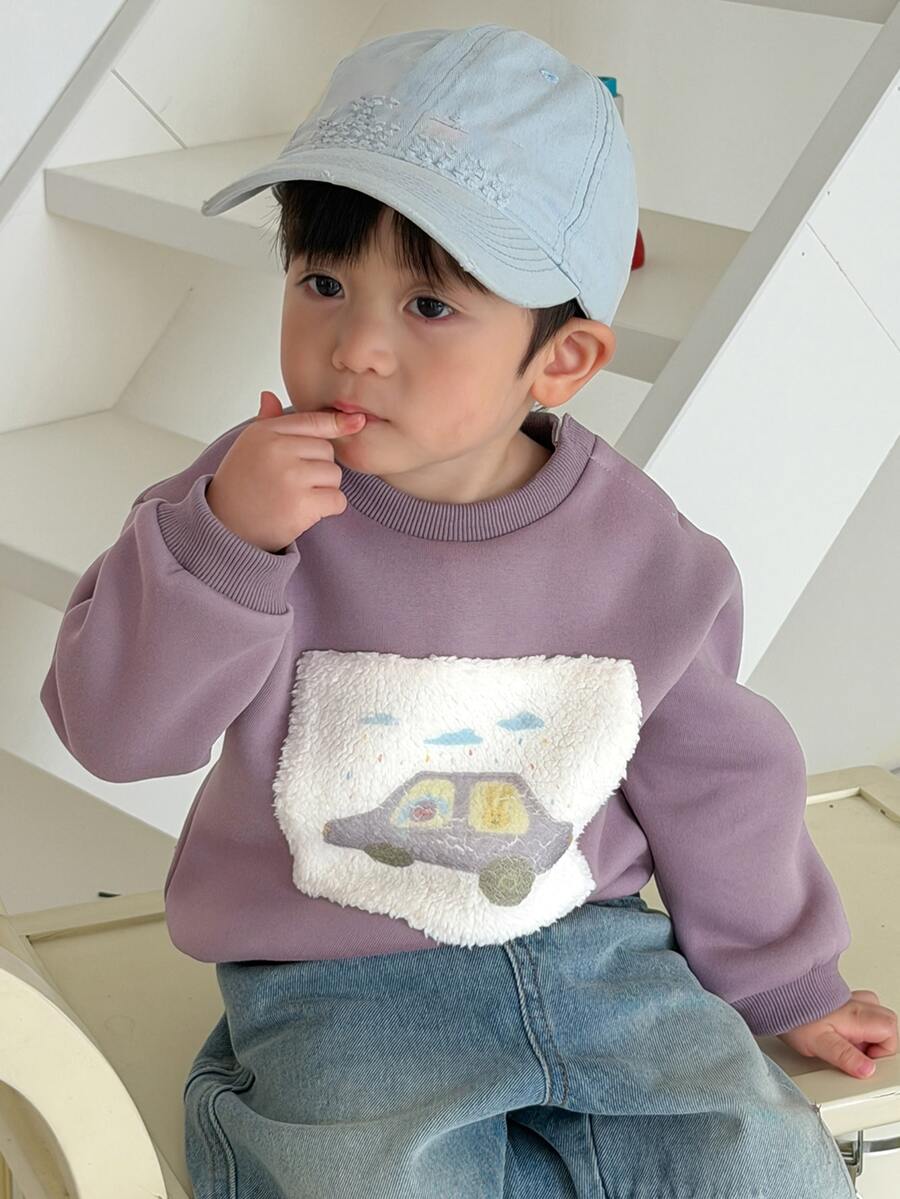 DAZY Baby Boy Crew Neck Long Sleeve Sweatshirt, Autumn/Winter - Grey - View 1