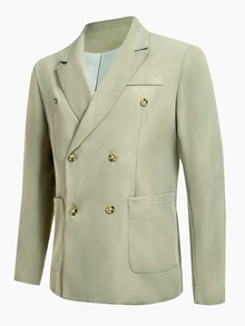 EASEVO Plus Size Men's Solid Color Long Sleeve Jacket And Pants Casual Suit Set - Green - View 11