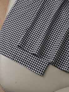 GlowEve Women's Peacock-Pattern Fabric High Waist Pocket Detail Straight Leg Pants Fall - Black and White - View 6