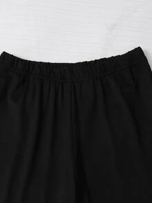 SHEIN 秋冬三件套 豹紋拉鍊背心修身長袖上衣高腰微喇運動褲 運動套裝 棕色黑色 - 黑色 - 查看 5
