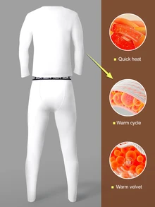 SHEIN Provexi Bộ 2 món nam màu trắng ấm thời trang - trắng - Xem 2