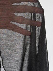 Viva Relle Plus-Size Women's Asymmetrical Hem Sheer Sensual Shirt - Black - View 7