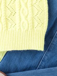 SHEIN Young Girl Solid Color Sleeveless Knit Vest Autumn Fall - Yellow - View 4