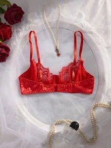 Crystal Vow 1pc Red Underwire French Romantic Women's Bra - Red - View 2