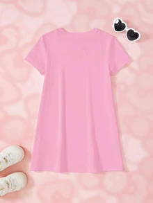 HELLO KITTY AND FRIENDS | SHEIN Young Girl Cute Multi-Character Group Print Pink Dress Full Pattern - White - View 2