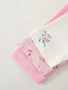 3件組新生女嬰連腳連身衣，甜美粉色、奶油色、珊瑚色碎花葉片圖案，側邊按扣、長袖圓領，休閒正裝款，適合假日秋季，公主風舒適保暖 - 彩色 - 查看 4